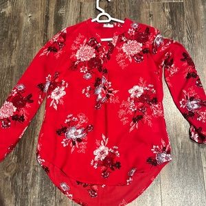 Red blouse from ardenes, size extra small, %100 polyester